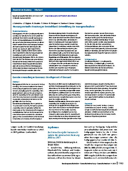 Vorschauseite 3: Humangenetische Beratung in Deutschland: Entwicklung der Inanspruchnahme