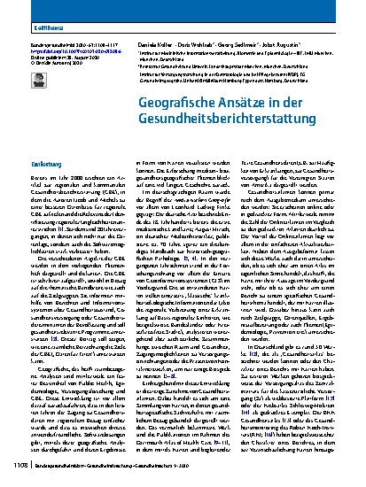 Vorschauseite 1: Geografische Ansätze in der Gesundheitsberichterstattung