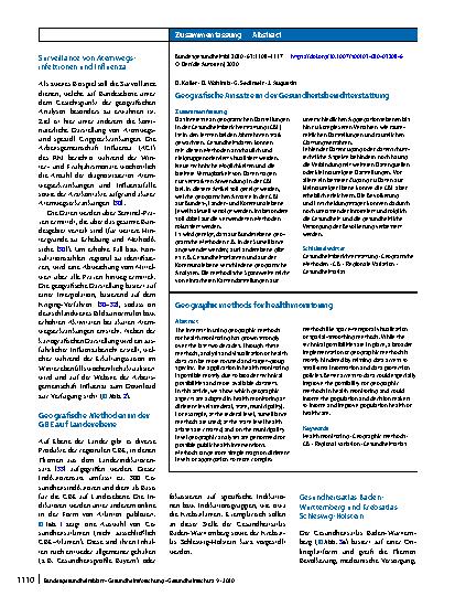 Vorschauseite 3: Geografische Ansätze in der Gesundheitsberichterstattung