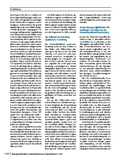 Vorschauseite 5: Verstehen durch qualitative Methoden – der Beitrag der interpretativen Sozialforschung zur Gesundheitsberichterstattung