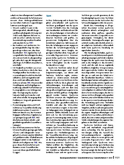 Vorschauseite 6: Verstehen durch qualitative Methoden – der Beitrag der interpretativen Sozialforschung zur Gesundheitsberichterstattung