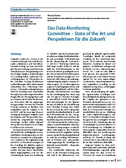 Vorschauseite 1: Das Data Monitoring Committee – State of the Art und Perspektiven für die Zukunft
