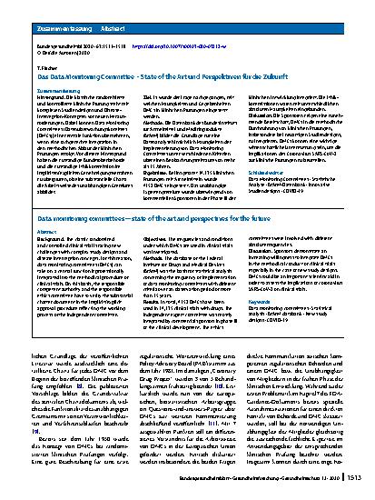 Vorschauseite 3: Das Data Monitoring Committee – State of the Art und Perspektiven für die Zukunft