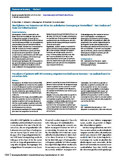 Vorschauseite 3: Häufigkeiten von Patienten mit HIV in der ambulanten Versorgung in Deutschland – Eine Analyse auf Basis von Sekundärdaten