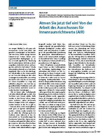 Vorschauseite 1: Atmen Sie jetzt tief ein! Von der Arbeit des Ausschusses für Innenraumrichtwerte (AIR)
