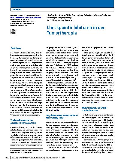 Vorschauseite 1: Checkpointinhibitoren in der Tumortherapie