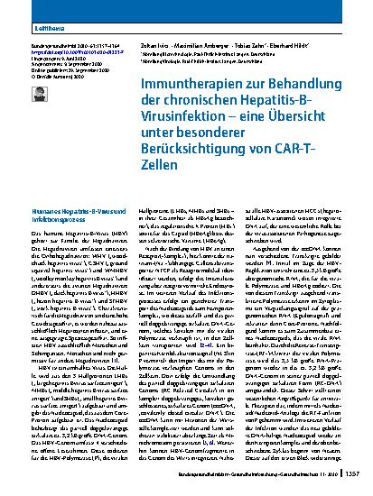 Vorschauseite 1: Immuntherapien zur Behandlung der chronischen Hepatitis-B-Virusinfektion – eine Übersicht unter besonderer Berücksichtigung von CAR-T-Zellen