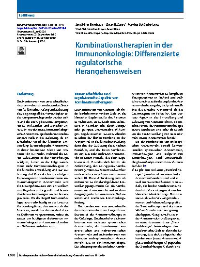 Vorschauseite 1: Kombinationstherapien in der Immunonkologie: Differenzierte regulatorische Herangehensweisen