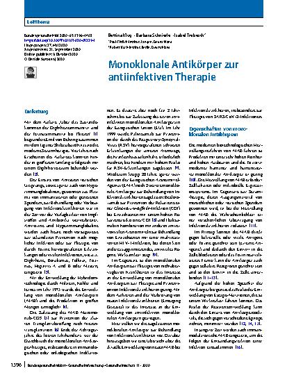 Vorschauseite 1: Monoklonale Antikörper zur antiinfektiven Therapie