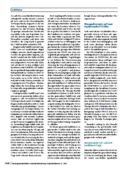 Vorschauseite 4: Genetisch modifizierte regulatorische T-Zellen: Therapiekonzepte und ihr regulatorischer Rahmen