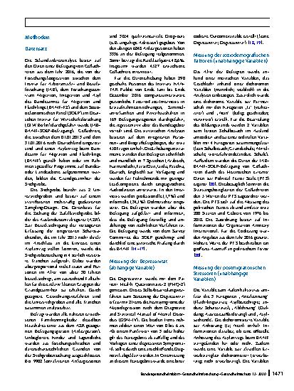 Vorschauseite 2: Der Einfluss postmigratorischer Stressoren auf die Prävalenz depressiver Symptome bei Geflüchteten in Deutschland. Analyse anhand der IAB-BAMF-SOEP-Befragung 2016