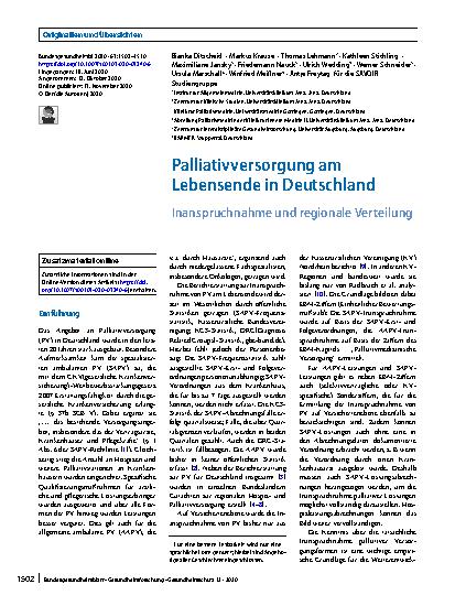 Vorschauseite 1: Palliativversorgung am Lebensende in Deutschland