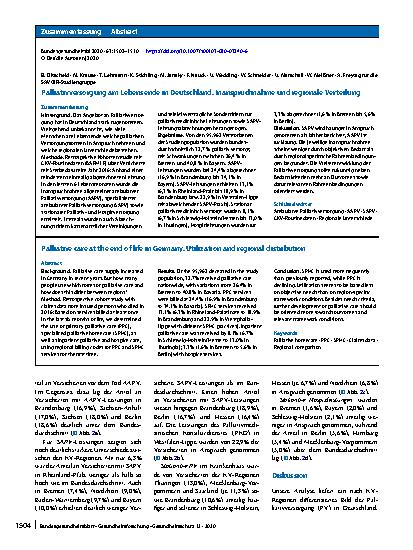 Vorschauseite 3: Palliativversorgung am Lebensende in Deutschland
