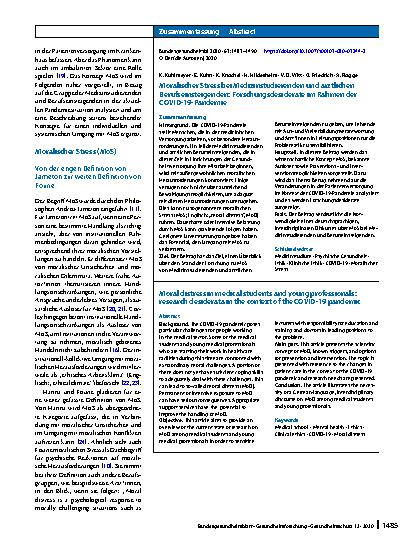 Vorschauseite 3: Moralischer Stress bei Medizinstudierenden und ärztlichen Berufseinsteigenden: Forschungsdesiderate im Rahmen der COVID-19-Pandemie