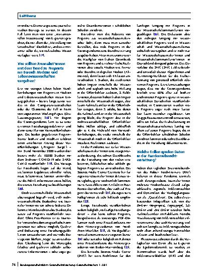 Vorschauseite 5: Herausforderungen für den Journalismus über Wissenschaft in der Coronapandemie – erste Beobachtungen zu einem Weltereignis
