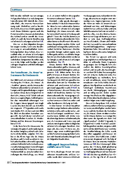 Vorschauseite 2: Was das Unterhaltungsfernsehen zur Vermittlung von medizinischem Wissen an Studierende und Laien beitragen kann – Sensibilisierung für seltene Erkrankungen