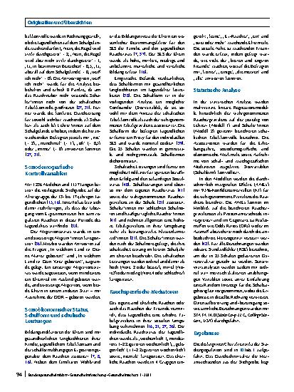 Vorschauseite 4: Der Zusammenhang zwischen schulischer Tabakkontrolle und der wahrgenommenen Raucherprävalenz Jugendlicher