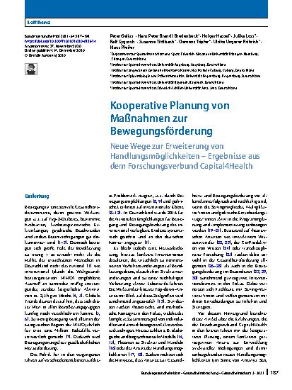 Vorschauseite 1: Kooperative Planung von Maßnahmen zur Bewegungsförderung