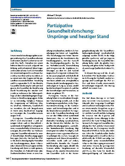 Vorschauseite 1: Partizipative Gesundheitsforschung: Ursprünge und heutiger Stand