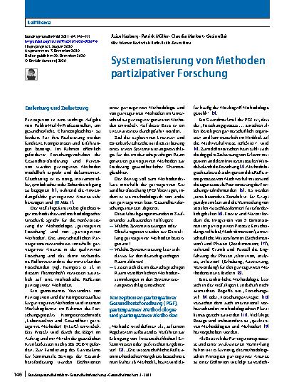 Vorschauseite 1: Systematisierung von Methoden partizipativer Forschung