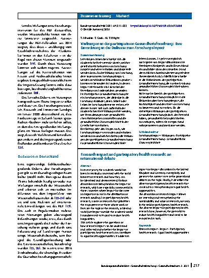 Vorschauseite 3: Wirkungen in der partizipativen Gesundheitsforschung: Eine Einordnung in die Diskurse zum Forschungsimpact