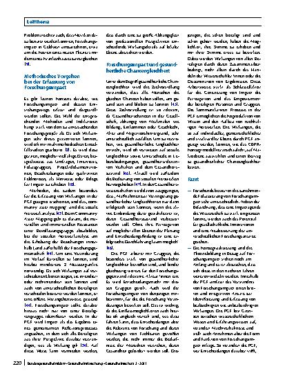 Vorschauseite 6: Wirkungen in der partizipativen Gesundheitsforschung: Eine Einordnung in die Diskurse zum Forschungsimpact
