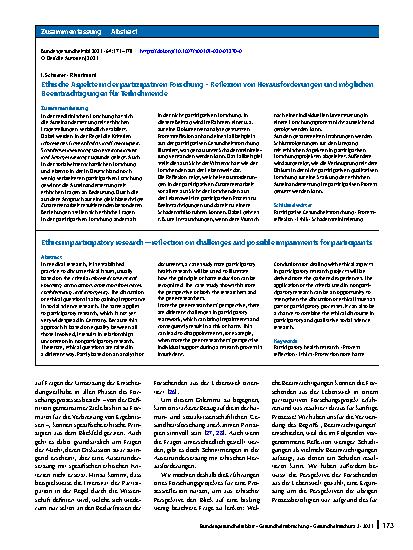 Vorschauseite 3: Ethische Aspekte in der partizipativen Forschung – Reflexion von Herausforderungen und möglichen Beeinträchtigungen für Teilnehmende