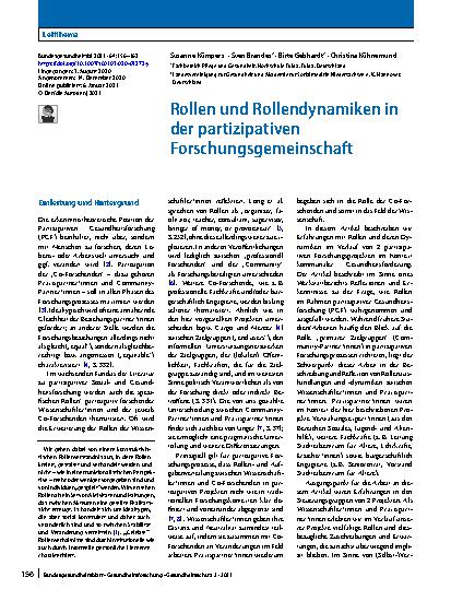 Vorschauseite 1: Rollen und Rollendynamiken in der partizipativen Forschungsgemeinschaft