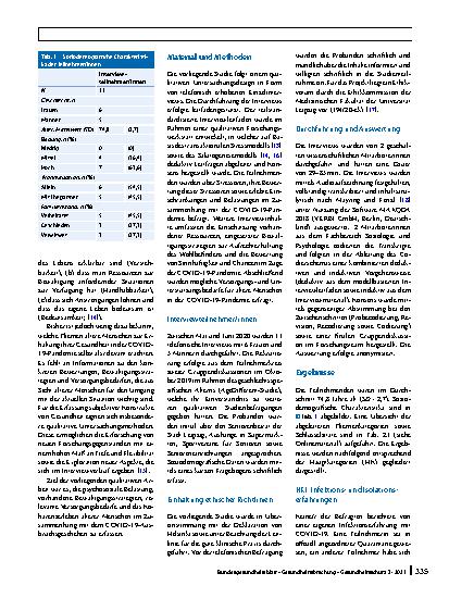Vorschauseite 2: Gesundheitliche Folgen sozialer Isolation: Qualitative Studie zu psychosozialen Belastungen und Ressourcen älterer Menschen im Zusammenhang mit der COVID-19-Pandemie