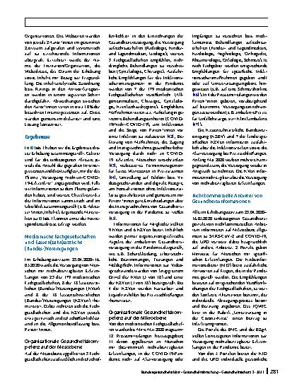 Vorschauseite 5: „… oder doch lieber daheimbleiben?“ – Unterstützung bei der Entscheidung zur Inanspruchnahme der Regelversorgung während der COVID-19-Pandemie durch Akteure des Gesundheitssystems