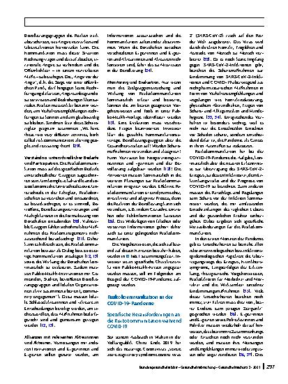 Vorschauseite 4: Risikokommunikation bei der Eindämmung der COVID-19-Pandemie: Herausforderungen und Erfolg versprechende Ansätze