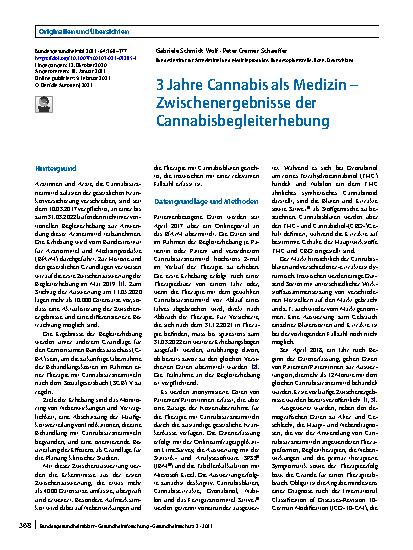 Vorschauseite 1: 3 Jahre Cannabis als Medizin – Zwischenergebnisse der Cannabisbegleiterhebung
