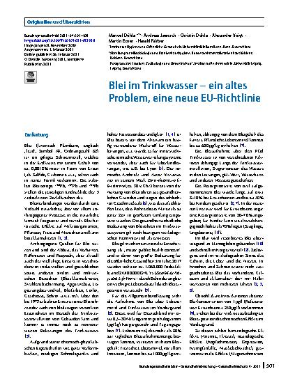 Vorschauseite 1: Blei im Trinkwasser – ein altes Problem, eine neue EU-Richtlinie