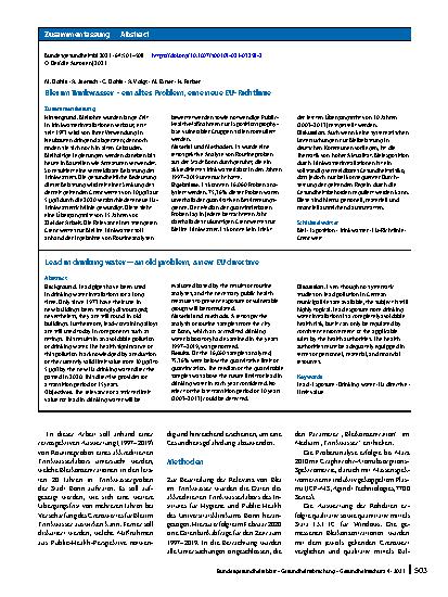 Vorschauseite 3: Blei im Trinkwasser – ein altes Problem, eine neue EU-Richtlinie