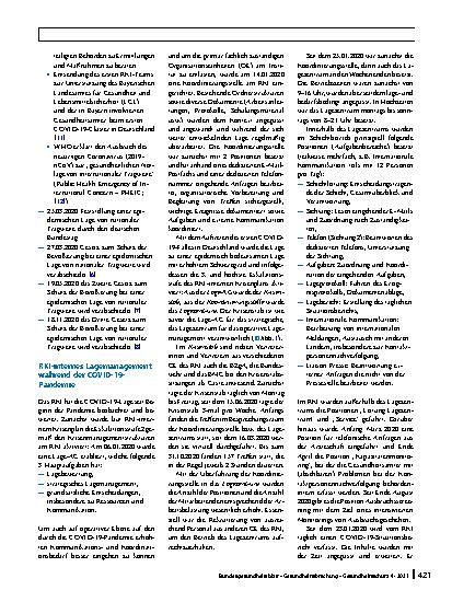 Vorschauseite 4: Das Lagemanagement des Robert Koch-Instituts während der COVID-19-Pandemie und der Austausch zwischen Bund und Ländern