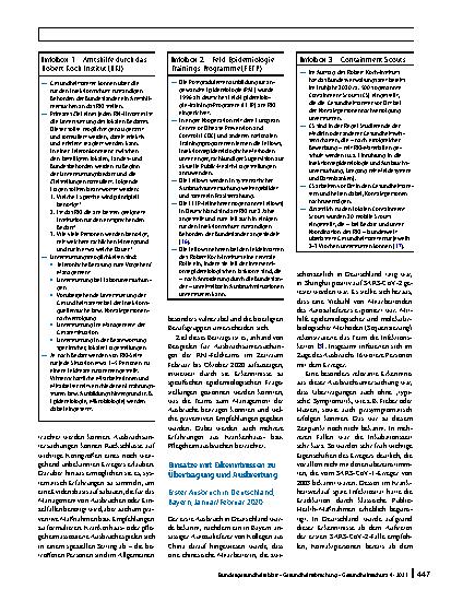 Vorschauseite 2: Untersuchung von SARS-CoV-2-Ausbrüchen in Deutschland durch Feldteams des Robert Koch-Instituts, Februar–Oktober 2020