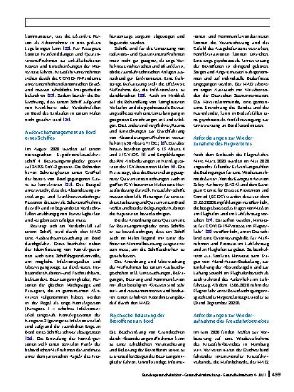 Vorschauseite 6: Flugund Schiffsverkehr während der COVID-19-Pandemie in Deutschland: Herausforderungen für den Öffentlichen Gesundheitsdienst