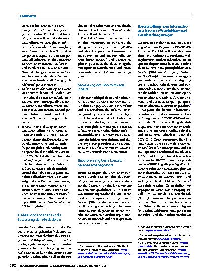 Vorschauseite 5: Anpassung des Meldesystems gemäß Infektionsschutzgesetz im Jahr 2020 aufgrund von COVID-19