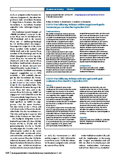 Vorschauseite 3: COVID-19 in Schleswig-Holstein: Infektionsepidemiologische Auswertungen von März bis September 2020