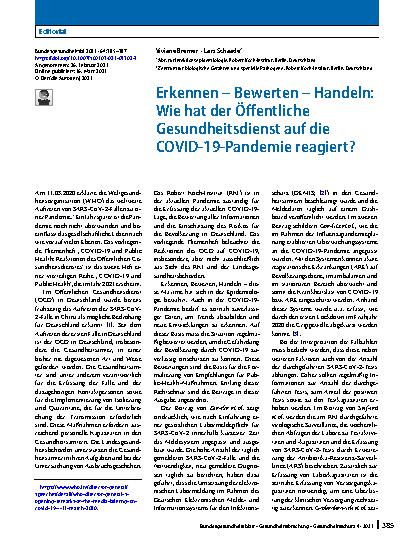 Vorschauseite 1: Erkennen – Bewerten – Handeln: Wie hat der Öffentliche Gesundheitsdienst auf die COVID-19-Pandemie reagiert?