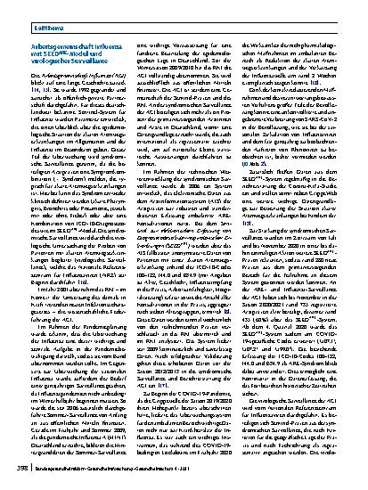 Vorschauseite 4: Überwachung von COVID-19 durch Erweiterung der etablierten Surveillance für Atemwegsinfektionen