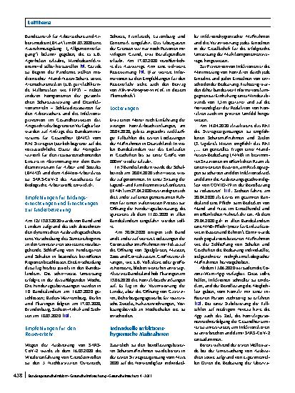 Vorschauseite 4: Maßnahmen zur Bewältigung der COVID-19-Pandemie in Deutschland: nichtpharmakologische und pharmakologische Ansätze