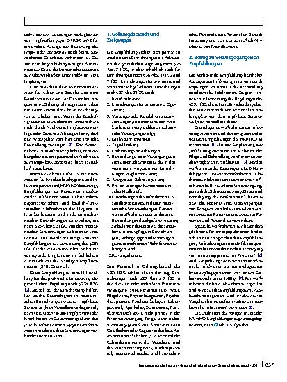 Vorschauseite 2: Impfungen von Personal in medizinischen Einrichtungen in Deutschland: Empfehlung zur Umsetzung der gesetzlichen Regelung in § 23a Infektionsschutzgesetz