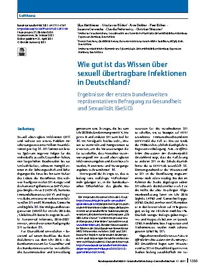Vorschauseite 1: Wie gut ist das Wissen über sexuell übertragbare Infektionen in Deutschland?
