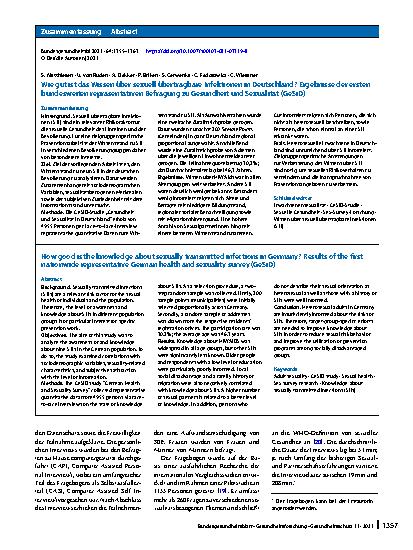 Vorschauseite 3: Wie gut ist das Wissen über sexuell übertragbare Infektionen in Deutschland?