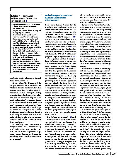 Vorschauseite 2: Eckpunkte evidenzbasierter Gesundheitsinformationen