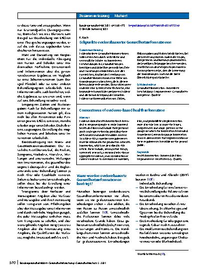 Vorschauseite 3: Eckpunkte evidenzbasierter Gesundheitsinformationen