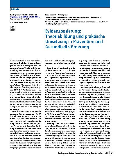 Vorschauseite 1: Evidenzbasierung: Theoriebildung und praktische Umsetzung in Prävention und Gesundheitsförderung