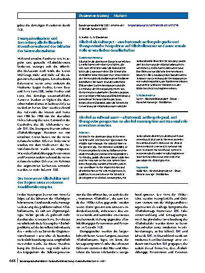 Vorschauseite 3: Alkohol als Kulturgut – eine historisch-anthropologische und therapeutische Perspektive auf Alkoholkonsum und seine soziale Rolle in westlichen Gesellschaften