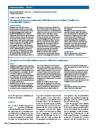 Vorschauseite 3: Altersspezifische Trends des risikoreichen Alkoholkonsums in Deutschland: Parallele oder unterschiedliche Verläufe?